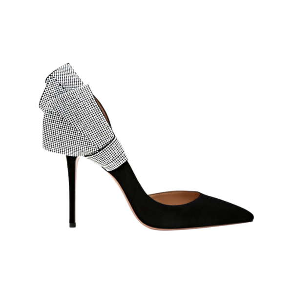 Silver Strived Black Ladies Shoe